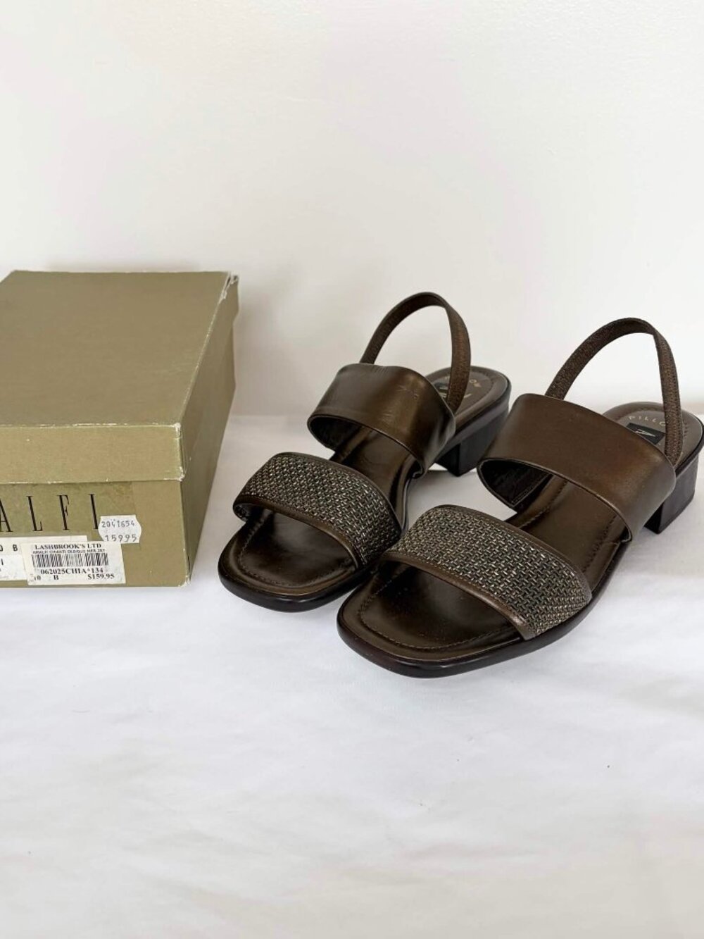 VTG Amalfi Italy Pillow Brown Metallic Slingback Sandals Size 10 B w/Box - AS IS